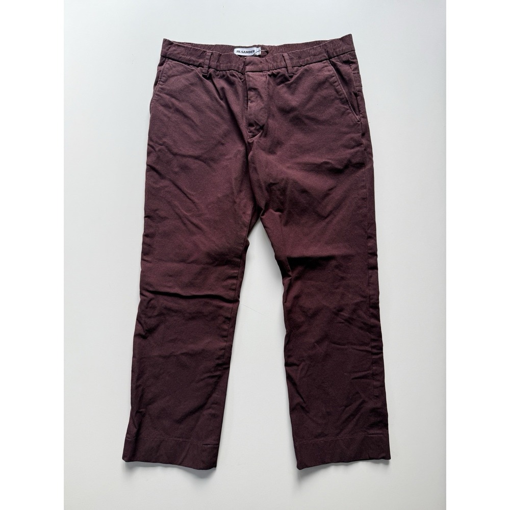 JIL SANDER Straight Leg Cropped Pant Womens Sz 40 (US 4)‎ Burgundy Made Italy
